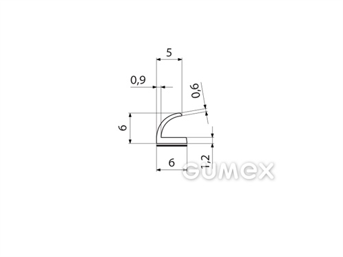 Samolepicí silikonový profil tvaru "L", 6x6/1,2mm, 35°ShA, -60°C/+180°C, transparentní